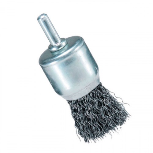 Escova com fio de ao ondulado tipo pincel 30 mm com haste 6 mm