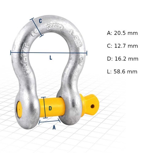 Manilha curva para cabo de a�o 1/2