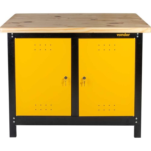 Bancada fechada com tampo de madeira 2 portas 1.100 x 920 x 600 mm