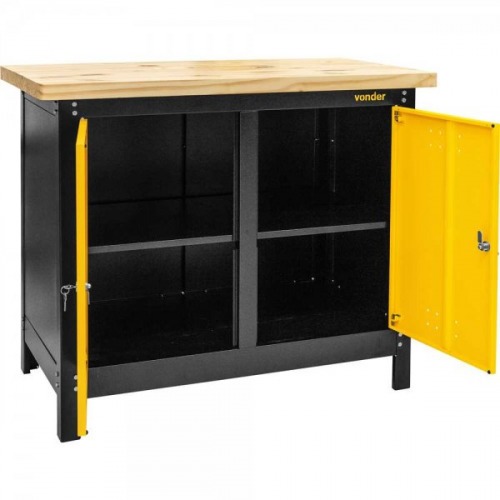 Bancada fechada com tampo de madeira 2 portas 1.100 x 920 x 600 mm