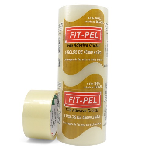 Fita adesiva 48 mm x 45 m com 5 peças cristal - 10104001 Fita adesiva 48 mm x 45 m com 5 peças cristal - 10104001