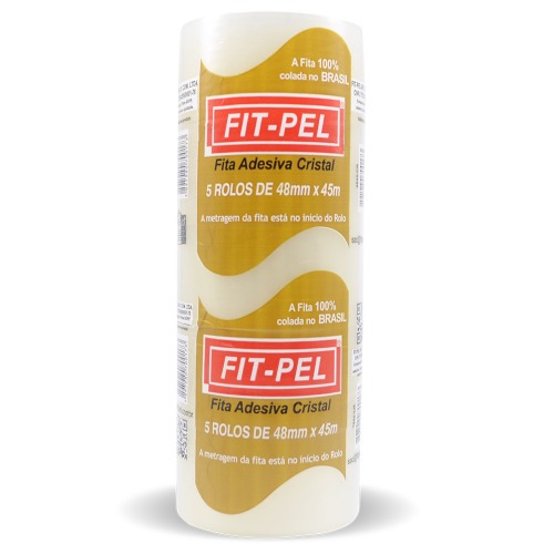 Fita adesiva 48 mm x 45 m com 5 peças cristal - 10104001 Fita adesiva 48 mm x 45 m com 5 peças cristal - 10104001