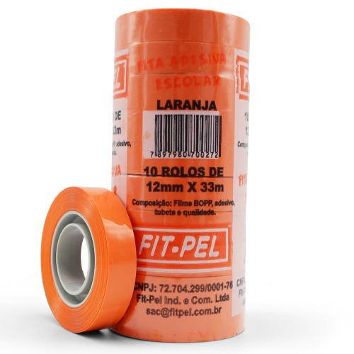 Fita adesiva 12 mm x 33 m com 10 peas laranja - 10100513