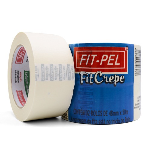 Fita crepe adesiva 48 mm x 50 metros com 2 peças - 10402104 Fita crepe adesiva 48 mm x 50 metros com 2 peças - 10402104