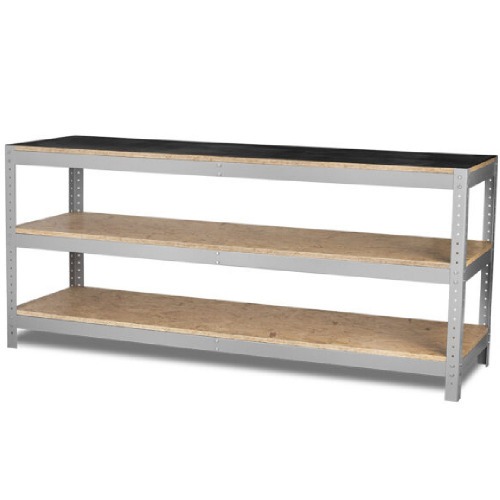 Bancada desmontvel com 2 prateleiras e tampo em madeira osb - BM-R