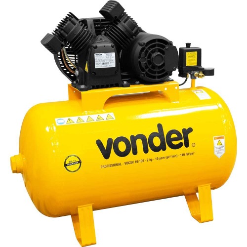 Compressor de ar 10 p�s 93L 2 hp 140 libras trif�sico - VDCSV 10/100