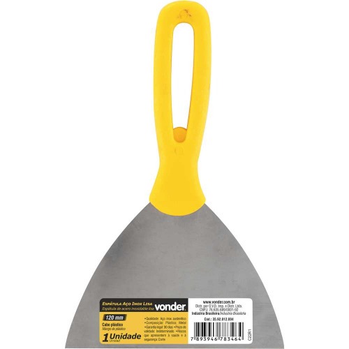 Esptula de ao inox 120 mm com cabo de plstico