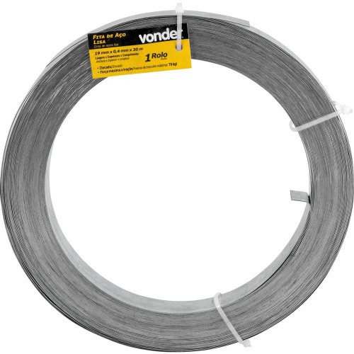 Fita de aço carbono lisa 19mm x 0,4mm x 30m Fita de aço carbono lisa 19mm x 0,4mm x 30m