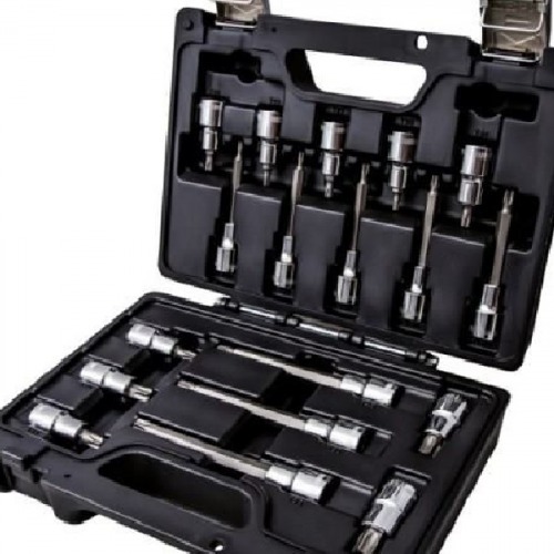 Jogo de soquete hexalobular T20 a T70 encaixe 1/2
