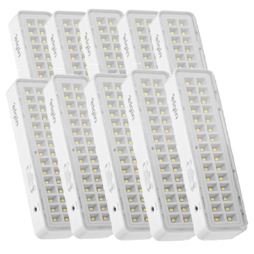 Kit 10 Luminárias de emergência 30 Leds branca  110V/220V Kit 10 Luminárias de emergência 30 Leds branca  110V/220V