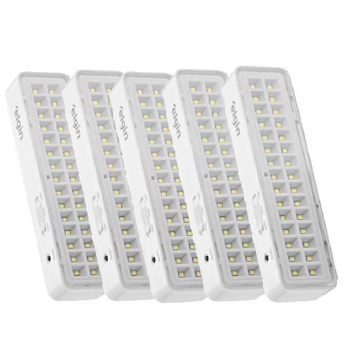 Kit 5 Luminárias de emergência 30 Leds branca  110V/220V Kit 5 Luminárias de emergência 30 Leds branca  110V/220V