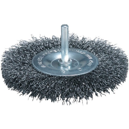 Escova de a�o circular fio ondulado com haste 6 x 100 mm 