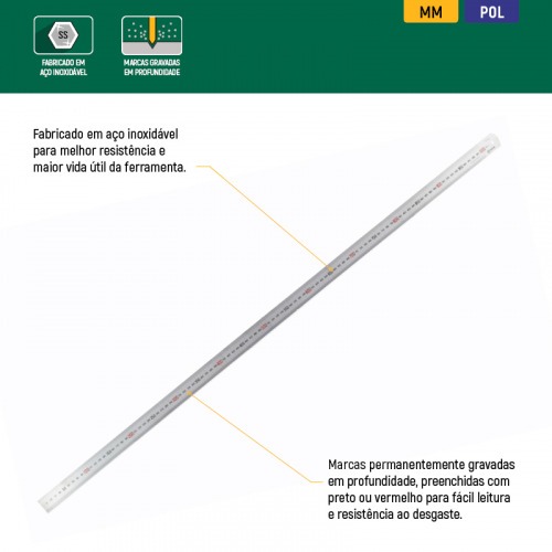 Escala m�trica em a�o inoxid�vel 1000 mm - ST91402