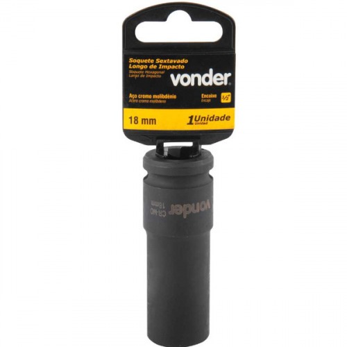 Soquete sextavado de impacto longo 18 mm encaixe 1/2
