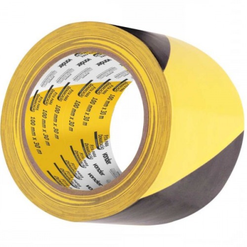 Fita zebrada adesiva para demarca��o 100 mm x 30 m