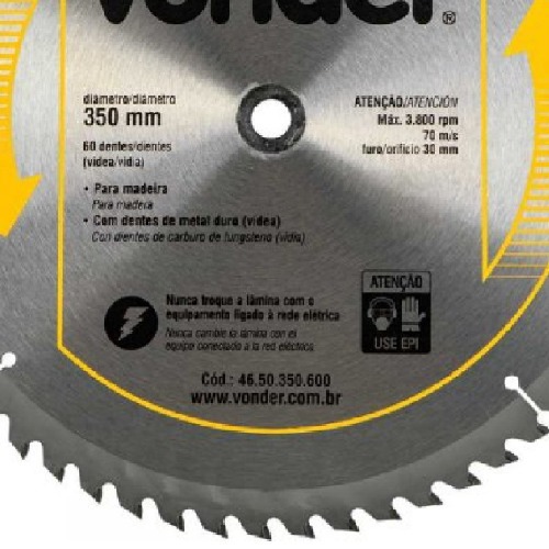 Disco de serra para madeira 350 x 30 mm 60 dentes