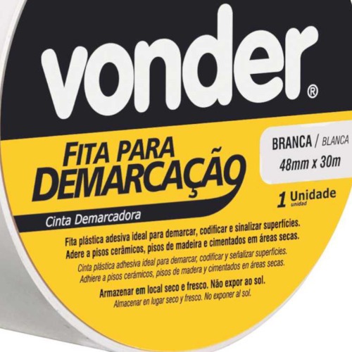 Fita adesiva para demarcao 48 mm x 30 m branca