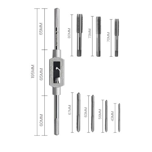 Jogo de macho manual M3 a M12 com vira macho 8 peças - BOM-3231 Jogo de macho manual M3 a M12 com vira macho 8 peças - BOM-3231