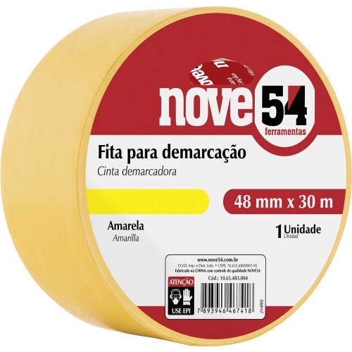 Fita adesiva para demarca��o 48 mm x 30 m amarela