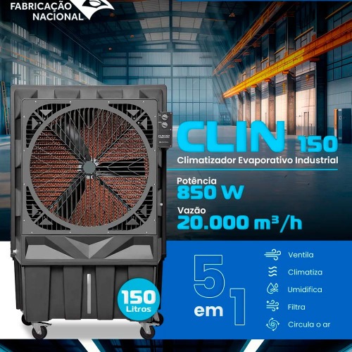 Climatizador de ar port�til evaporativo industrial 150L 150m� 5 em 1 - CLIN 150  220V