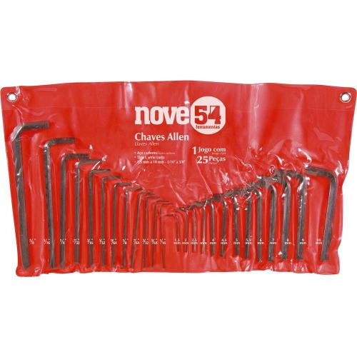 Jogo de chaves allen 1,5 a 10 mm e 1/16