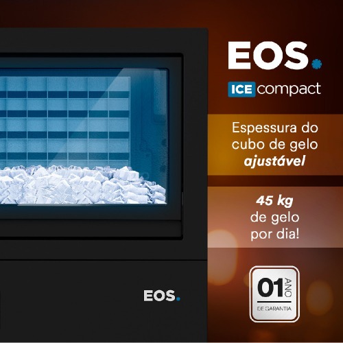 M�quina de gelo 45 Kg com sensor de cesta cheia preta - EMG45  220V