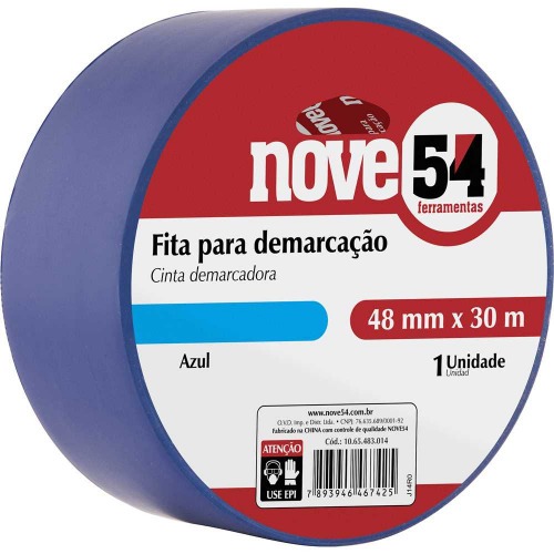 Fita adesiva para demarca��o 48 mm x 30 m azul