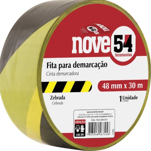 Fita zebrada adesiva  para demarca��o 48 mm x 30 m  