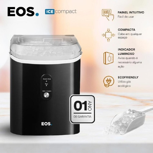 Maquina de gelo 15 kg Nugget ice titanium preta - EMG05  110V