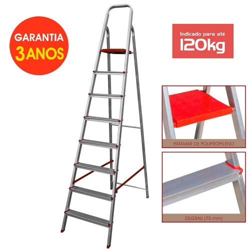 Escada de alum�nio 8 degraus residencial - ESC0067