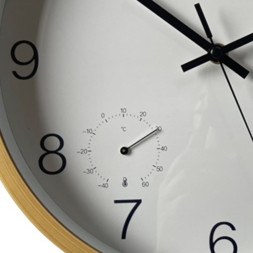 Rel�gio de parede 30 cm de madeira com term�metro e higr�metro - TUH4239