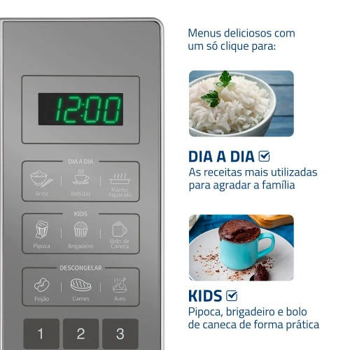 Micro-ondas 21 litros 1200W 10 n�veis de pot�ncia - MO-01-21E  110V