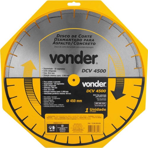 Disco diamantado segmentado 450 mm para concreto e asfalto - DCV 4500