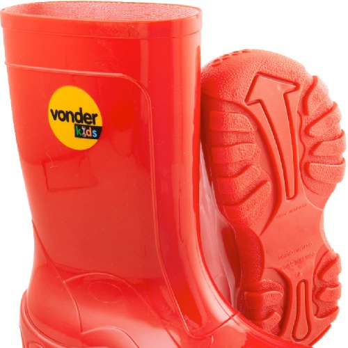 Bota infantil de PVC cano m�dio vermelha com forro