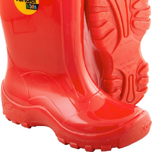 Bota infantil de PVC cano m�dio vermelha com forro