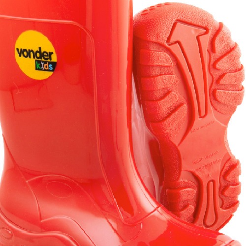 Bota infantil de PVC cano m�dio vermelha com forro