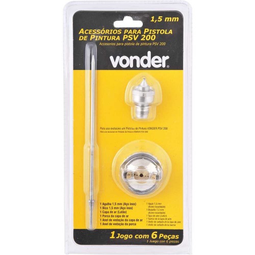 Jogo de agulha e bico de 1,5 mm para pistola de pintura com 6 pe�as - PSV 200