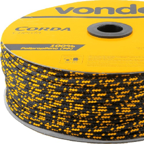 Corda multifilamento tranada 5 mm x 250 m preta e amarela