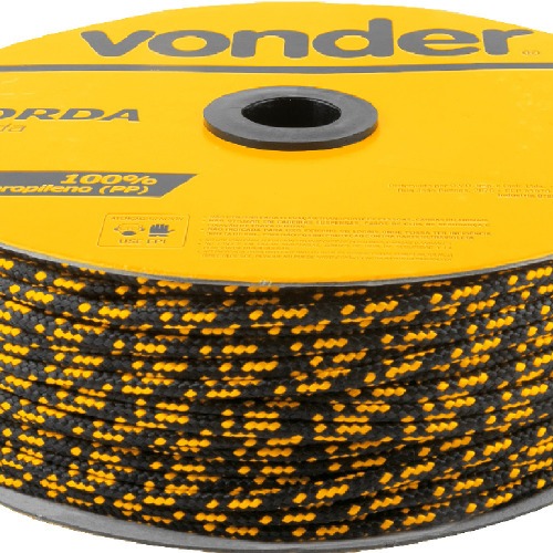 Corda multifilamento tranada 5 mm x 250 m preta e amarela