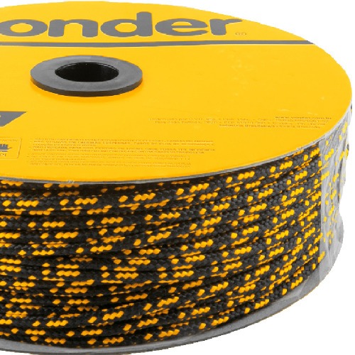 Corda multifilamento tranada 5 mm x 250 m preta e amarela