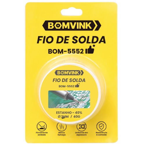 Estanho em fio para solda espessura de 1 mm 40 g - BOM-5552