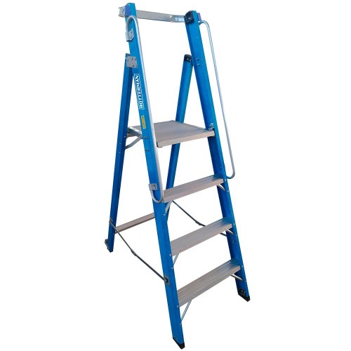 Escada plataforma fibra de vidro 3 degraus 1,20 m com rodas e corrim�o - PAF120