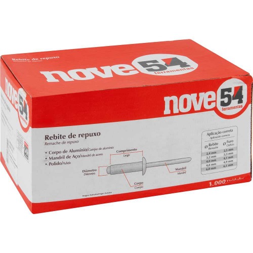 Rebite de repuxo 4,8 x 30 mm com 1000 pe�as