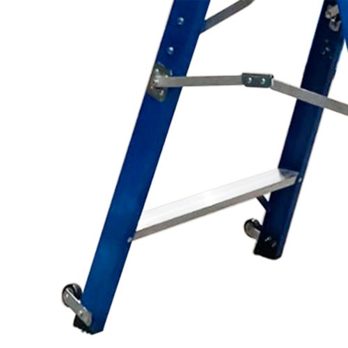 Escada plataforma fibra de vidro 2 degraus 0,9 m com rodas e corrimo - PAF090