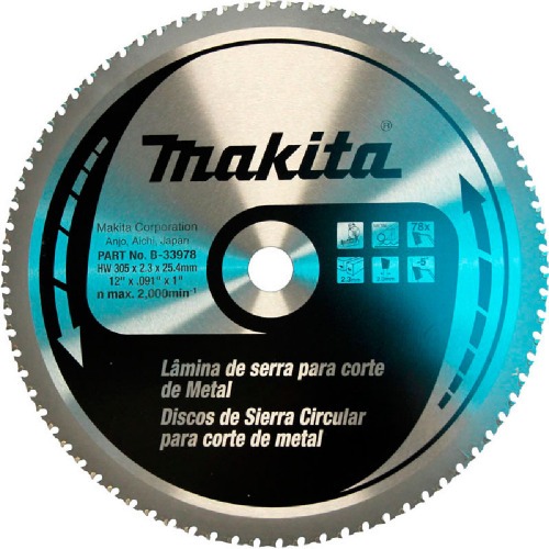 Disco de serra para metal 305 x 25,4 mm 78 dentes - B-33978 Disco de serra para metal 305 x 25,4 mm 78 dentes - B-33978