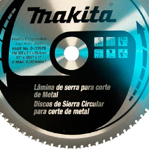 Disco de serra para metal 305 x 25,4 mm 78 dentes - B-33978 Disco de serra para metal 305 x 25,4 mm 78 dentes - B-33978