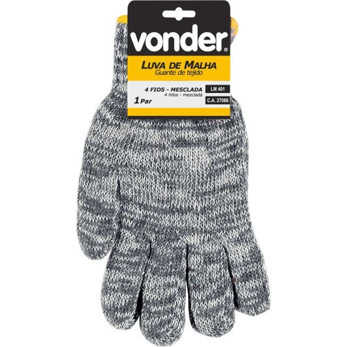 Luva de malha punho el�stico 4 Fios mesclada - LMN