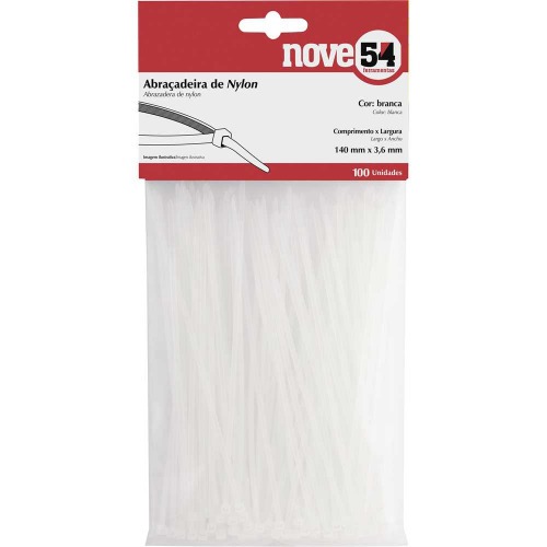 Abraadeira de nylon branca 3,6 x 140 mm com 100 peas 