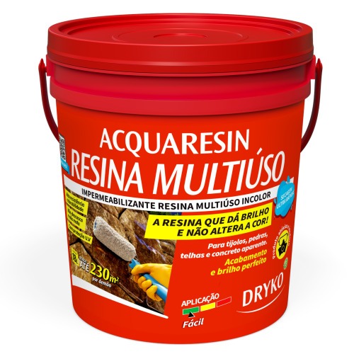 Impermeabilizante líquido resina acrílica multiuso 18L incolor - ACQUARESIN Impermeabilizante líquido resina acrílica multiuso 18L incolor - ACQUARESIN