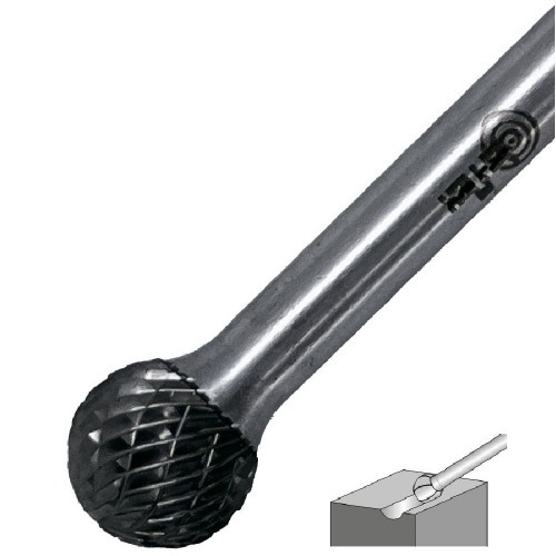 Lima rotativa endurecida esf�rica 16 x 14 mm haste 6 mm - 23.237